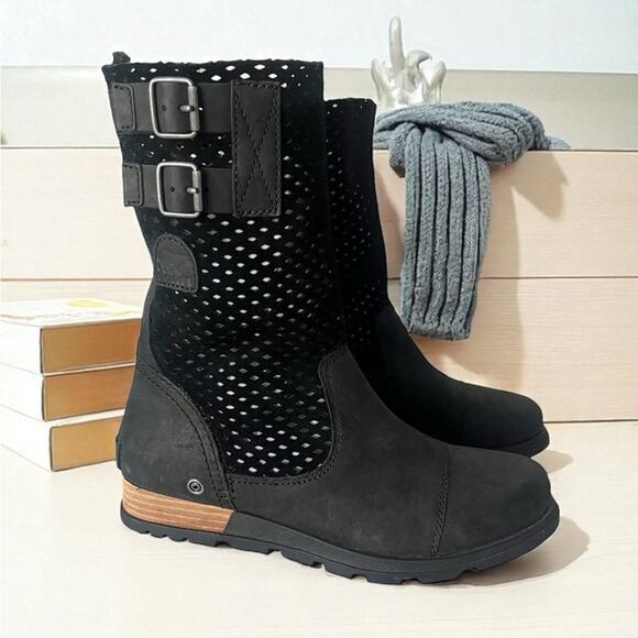 Sorel Major pull on leather boots black 7 - Picture 1 of 9